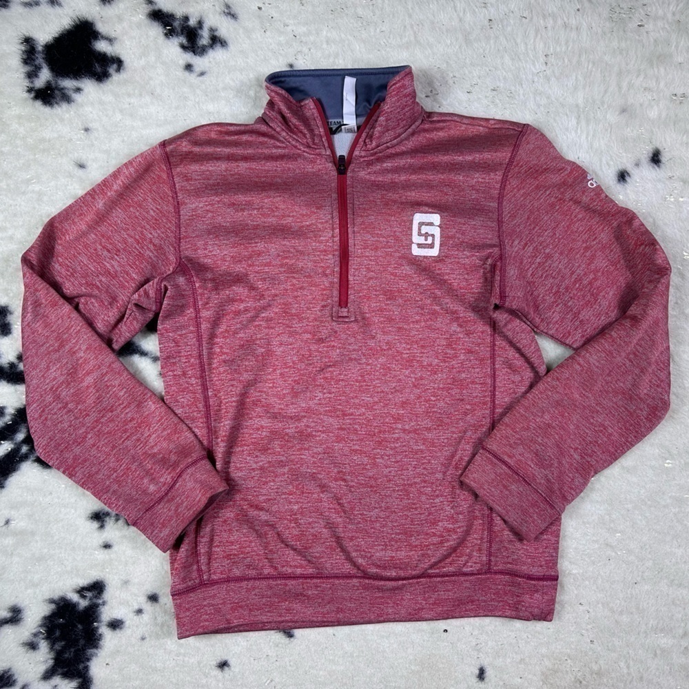 Adidas Women’s Team Issue Red Long Sleeve Quarter Zip Pullover Size Small